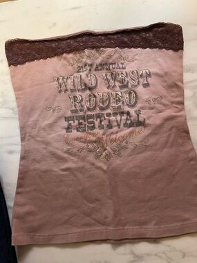 Zara Pink Lace-Trim Strapless Festival Tube Top